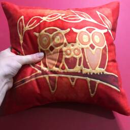 Cute Owl Family Cushion - Sale Half Price Rust & Brown Square Settee Decorative Throw Statement Pillow For Lover Gift - thumbnail 2