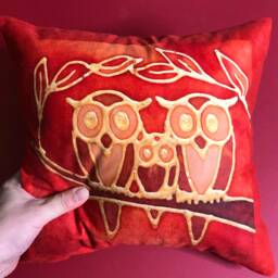 Cute Owl Family Cushion - Sale Half Price Rust & Brown Square Settee Decorative Throw Statement Pillow For Lover Gift - thumbnail 3