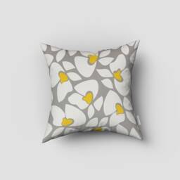 Mustard Grey Cushion Cover-Decorative Flower Pillow Case-Modern Case-Throw Cover-Gift For Her Cushion-Handmade Material - thumbnail 3