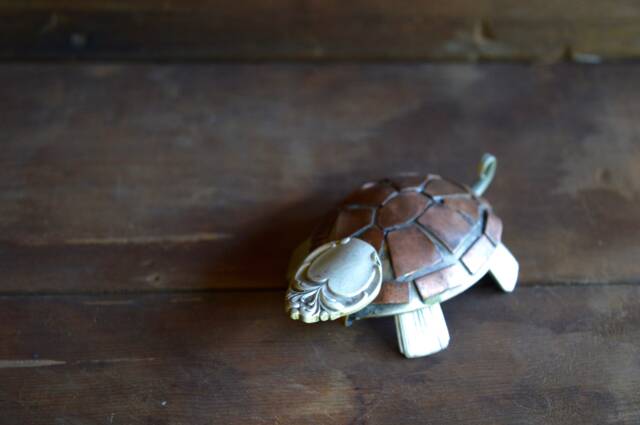 Spoon Turtle Small Sculpture Copper Vintage Metal Art Silverware Animal Handmade - image 1