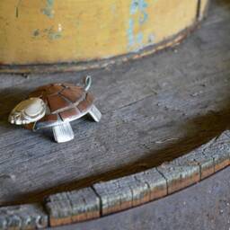 Spoon Turtle Small Sculpture Copper Vintage Metal Art Silverware Animal Handmade - thumbnail 3