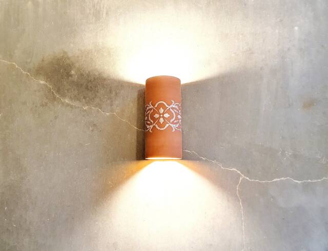 Handmade Terracotta Wall Sconce Cylinder Ceramic Light - image 1
