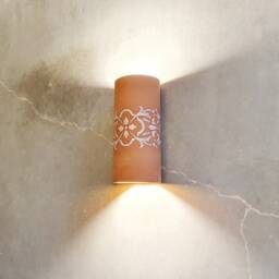 Handmade Terracotta Wall Sconce Cylinder Ceramic Light - thumbnail 2