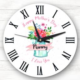 Nanny Floral Watering Can Happy Mother's Day Gift Personalised Clock - thumbnail 1