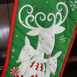 Christmas Stocking, Peppermint Reindeer Quilted - thumbnail 2
