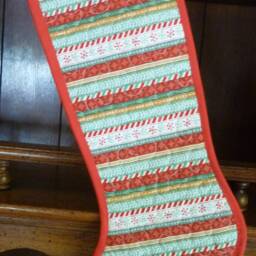 Christmas Stocking, Peppermint Reindeer Quilted - thumbnail 3