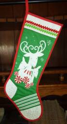 Christmas Stocking, Peppermint Reindeer Quilted