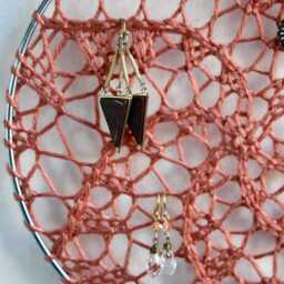 Earring Holder in Pumpkin, Jewelry Display Organizer - Fiber Art Wall Hanging - thumbnail 4