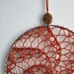 Earring Holder in Pumpkin, Jewelry Display Organizer - Fiber Art Wall Hanging - thumbnail 3