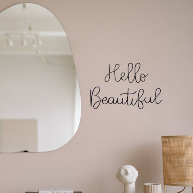 Hello Beautiful Sign Hello Beautiful Wire Words Wall Art Above Mirror Sign, Self Affirmation Romantic Gifts Bedroom Decor - image 1
