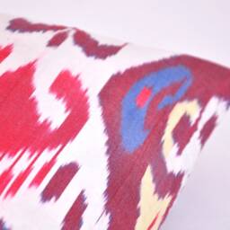 20x20 Silk Cotton Ikat Pillow Cover, Uzbek Handmade Cushion - thumbnail 3