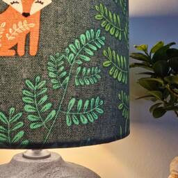Green Animal Fox Lampshade, Table Floor Lamp/Ceiling Pendant Small Medium Large 15cm 20cm 25cm 30cm 35cm 40cm, UK Fabric Drum, Light Shade - thumbnail 4