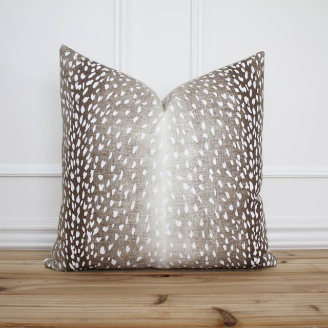 Antelope Pillow Cover Chestnut Animal Print 20 X Designer Decorative - Evelyn - image 1