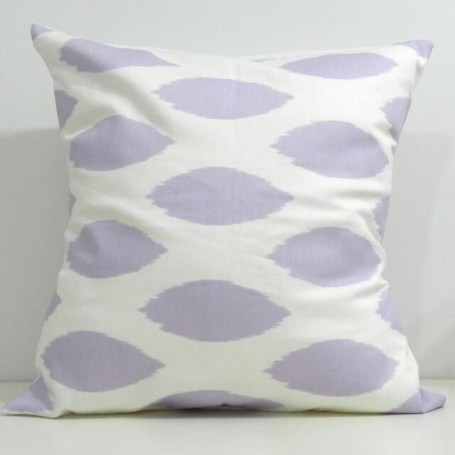 New 18x18 Inch Designer Handmade Pillow Cases in Lavender Ikat
