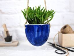 Handmade Ceramic Hanging Planter Indoor/Outdoor Jute Cord Planter