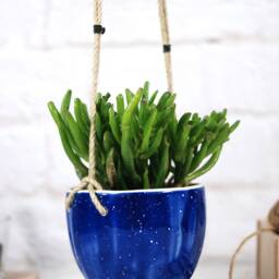 Handmade Ceramic Hanging Planter Indoor/Outdoor Jute Cord Planter - thumbnail 4
