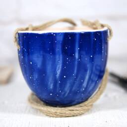 Handmade Ceramic Hanging Planter Indoor/Outdoor Jute Cord Planter - thumbnail 3