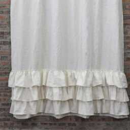 Linen Ruffle Curtain 1 Panel, Washed Soft Flax Drapes With Ruffles, Stonewashed Shower Curtains - thumbnail 3