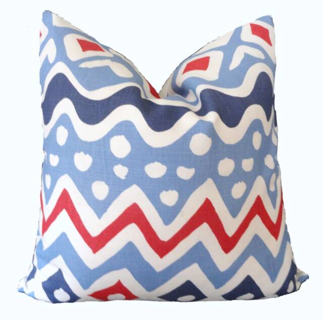 Red, White & Blue Quadrille Pillow Cover 18, 20, 22, 24 - image 1