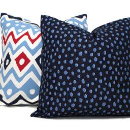 Red, White & Blue Quadrille Pillow Cover 18, 20, 22, 24 - thumbnail 2