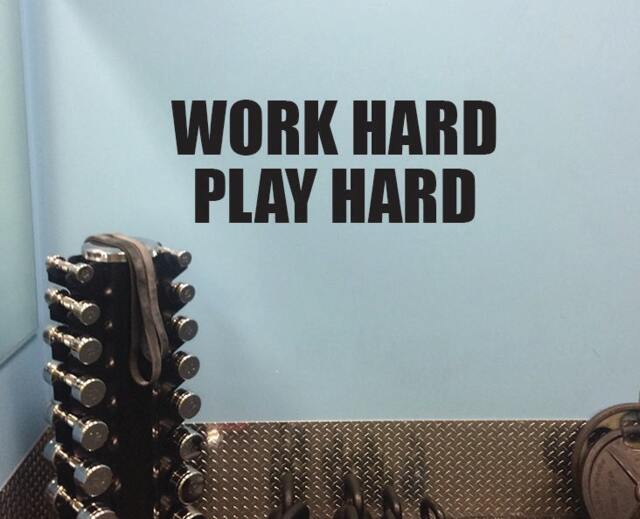 Fitness Wall Decal, Office Decor, Work Hard Play Hard, Business Sign, Classroom Door Sticker, High School Sports 109 - image 1