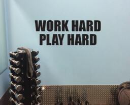Fitness Wall Decal, Office Decor, Work Hard Play Hard, Business Sign, Classroom Door Sticker, High School Sports 109 - thumbnail 1