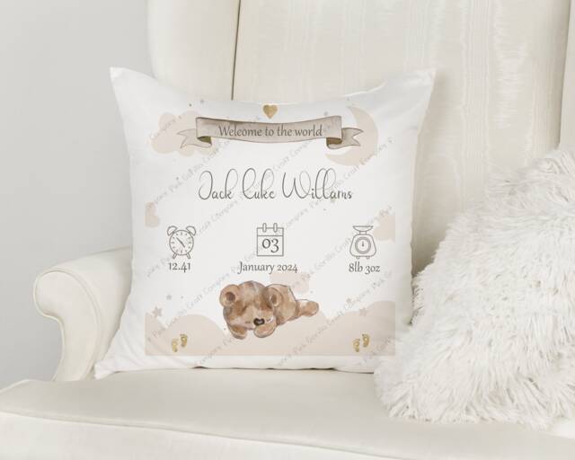 New Baby Gift, Shower Newborn Boy Girl Welcome To The World, Keepsake, Cushion - image 1