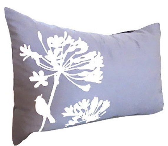 Slate Cardinal Pillow Agapanthus Print, Navy Back - 12x18 - image 1