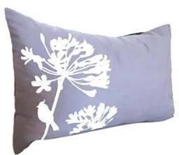 Slate Cardinal Pillow Agapanthus Print, Navy Back - 12x18