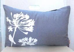 Slate Cardinal Pillow Agapanthus Print, Navy Back - 12x18 - thumbnail 2