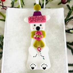 Cute Polar Bear Fused Glass Decoration, Christmas Fused Glass Ornament, Cornwall, Cornish - thumbnail 3