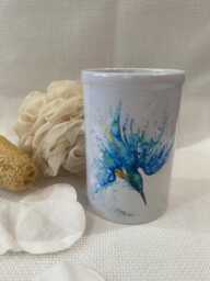 Ceramic Kingfisher Vase, Toothbrush Holder, Pen Caddy. By Watercolour Artist Sandi Mower - thumbnail 1