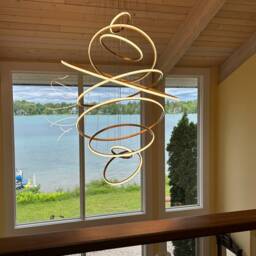 Led Swirl Ring Chandelier Contemporary Pendant Light For High Ceilings - thumbnail 3