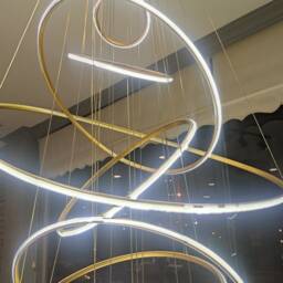 Led Swirl Ring Chandelier Contemporary Pendant Light For High Ceilings - thumbnail 4