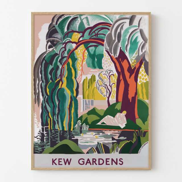 Vintage Kew Gardens London Travel Poster Botanical Garden Retro Wall Art Print - image 1
