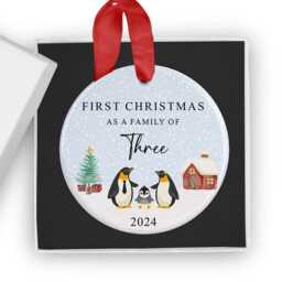First Christmas As A Family Of Three Bauble With Gift Box, 3 Xmas Ornament, New Baby Gift, Keepsake, Parents - thumbnail 3