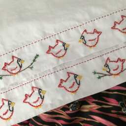 Hand Embroidered Pillowcases, Red Cardinal Birds, Personalized Gift - thumbnail 2