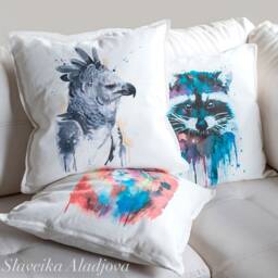 Harpy Eagle Throw Pillow Cover By Slaveika Aladjova, Cushion Cover, Decorative Pillow Cover, Animal Art, Watercolor Pillow, Christmas Gift - thumbnail 2