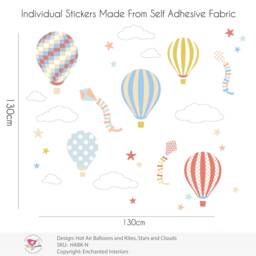 Hot Air Balloon Nursery Wall Decals, Kites, Stars, Gender Neutral Decor - thumbnail 2