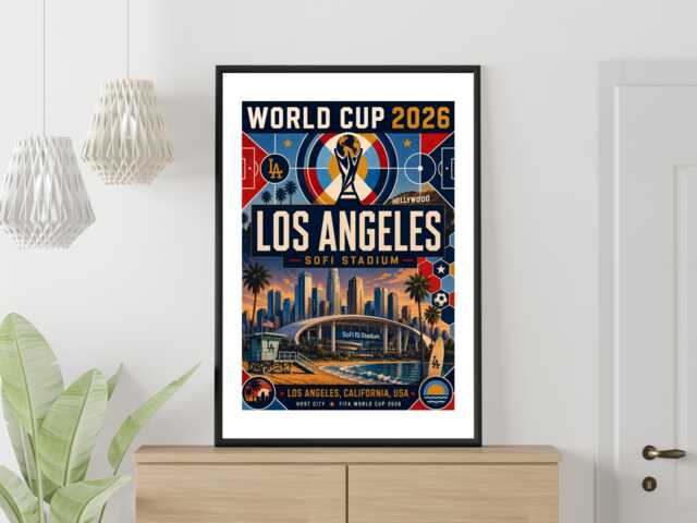 Los Angeles City World Cup 2026 Host - Football Print Gift Bespoke A5 A4 A3 Framed Or Unframed - image 1