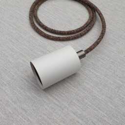 Plug in Pendant Light - White + Grey Hanging Fabric Cable Wall Cord & Minimal Modern E27 Lamp Holder Reading, Ambient Mood Lighting - thumbnail 4