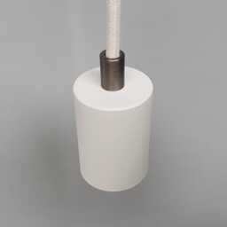 Plug in Pendant Light - White + Grey Hanging Fabric Cable Wall Cord & Minimal Modern E27 Lamp Holder Reading, Ambient Mood Lighting - thumbnail 2