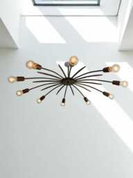 1950' Style Mid Century Modern Sputnik Chandeliers Starburst Urchin Stilnovo Flush Mount Ceiling Pendant Light Chandelier Patina Brass