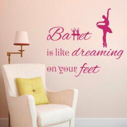 Wall Decal Quote Vinyl Sticker Art Home Decor Mural Decals Quotes Ballet Is Like Dreaming On Your Feet Dancing Dancer Ballerina Ms1 - thumbnail 1