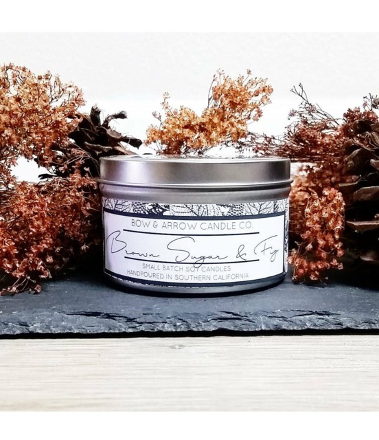 8 Oz Natural Soy Candle Brown Sugar & Fig Scented - Tin Autumn Candle- Gift - image 1