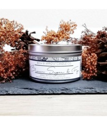 8 Oz Natural Soy Candle Brown Sugar & Fig Scented - Tin Autumn Candle- Gift - thumbnail 1