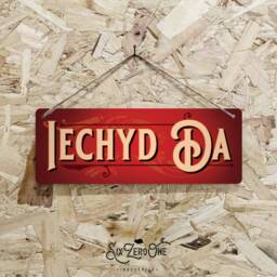 Iechyd Da Metal Sign Horizontal - Vintage Worn Look Print Welsh Wales Cymru Bar Pub Cheers Celtic Silver/White - thumbnail 2