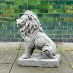Cement Lion Sculpture Outdoor Guardian For Garden Decoration Statue Concrete King Proud Figurine Yard Animal Stone Sitting Ornament - thumbnail 2