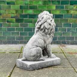Cement Lion Sculpture Outdoor Guardian For Garden Decoration Statue Concrete King Proud Figurine Yard Animal Stone Sitting Ornament - thumbnail 3