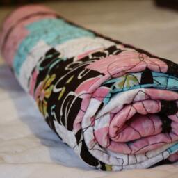 Modern Baby Girl Quilt Blanket, Baby Shower Gift, Crib Nursery Bedding, Lap Throw, Blue Pink Brown, Daisy Dreams By Michael Miller - thumbnail 3